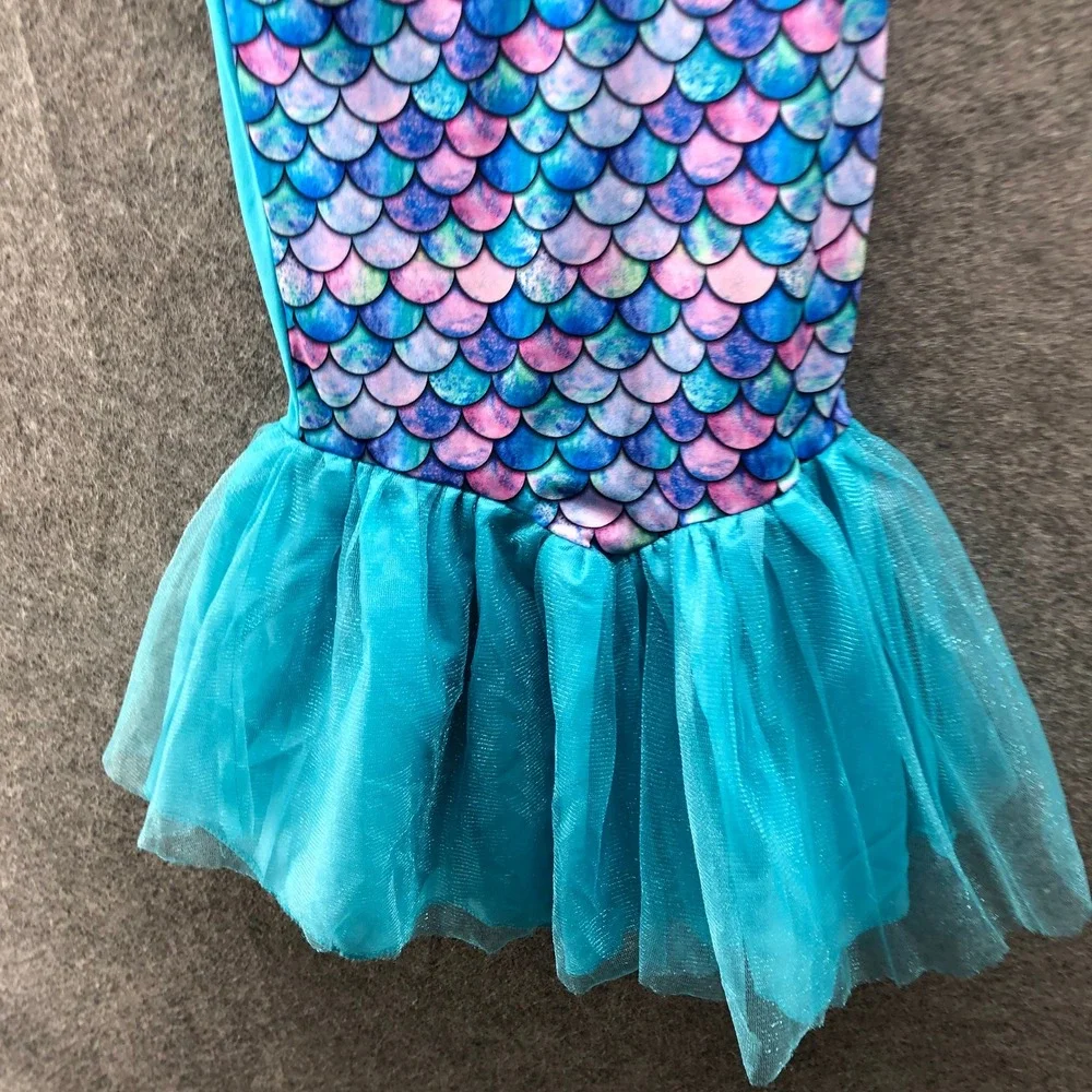 Girls 2T-3T Mermaid Costume Dress Pink Blue Tulle Pretend Play Dress Up - Picture 5 of 8